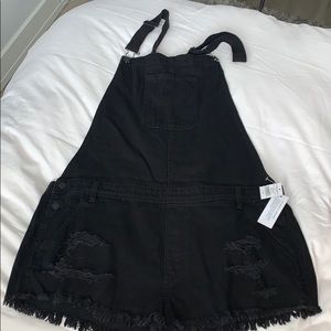 American Eagle denim overall shorts